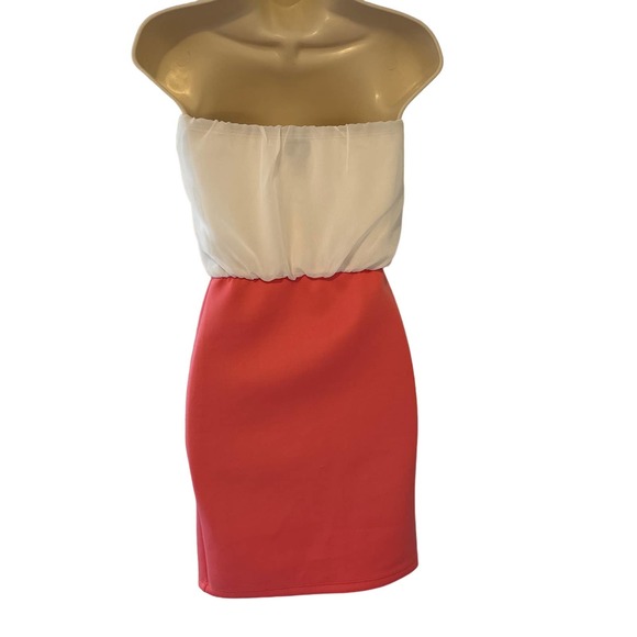 Rue 21 Peach White Color Block Strapless Dress Small Pre-owned - Picture 12 of 12